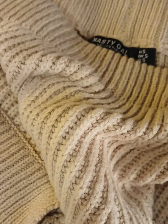 NASTY GAL Camel Ribbed Knit High Waist Wide Leg Pull on Pants - Picture 8 of 10